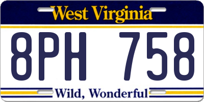 WV license plate 8PH758