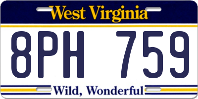 WV license plate 8PH759