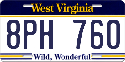 WV license plate 8PH760