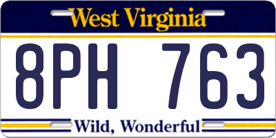 WV license plate 8PH763