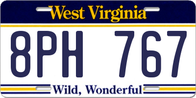 WV license plate 8PH767