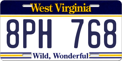 WV license plate 8PH768