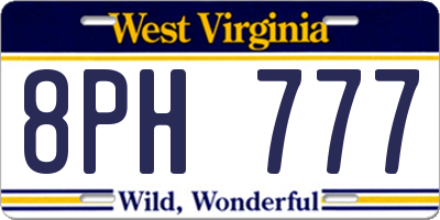 WV license plate 8PH777