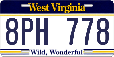 WV license plate 8PH778