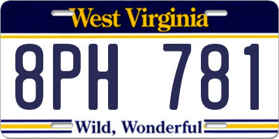 WV license plate 8PH781