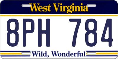 WV license plate 8PH784