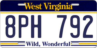 WV license plate 8PH792