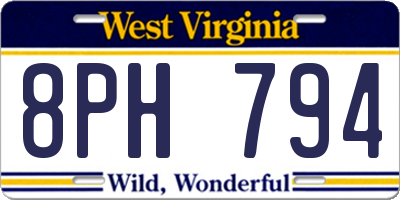 WV license plate 8PH794