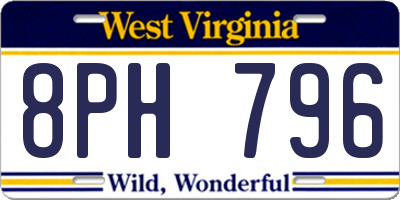 WV license plate 8PH796