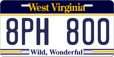 WV license plate 8PH800