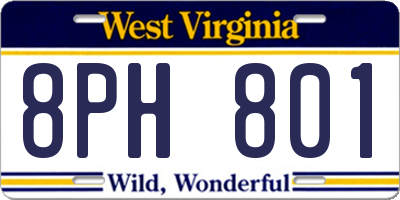 WV license plate 8PH801