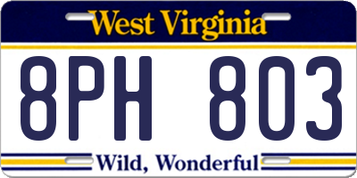 WV license plate 8PH803