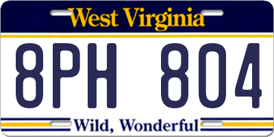 WV license plate 8PH804