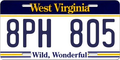 WV license plate 8PH805