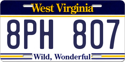 WV license plate 8PH807