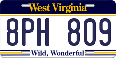 WV license plate 8PH809