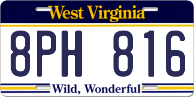 WV license plate 8PH816