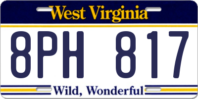 WV license plate 8PH817