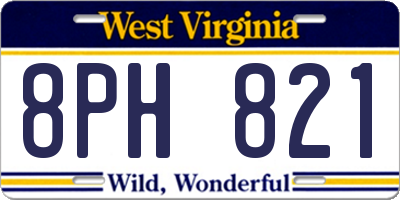 WV license plate 8PH821