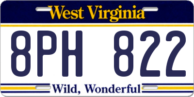 WV license plate 8PH822