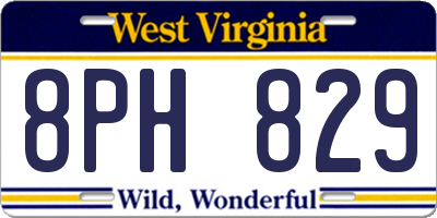 WV license plate 8PH829