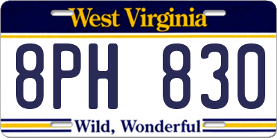 WV license plate 8PH830