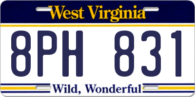 WV license plate 8PH831