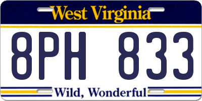WV license plate 8PH833