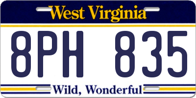 WV license plate 8PH835