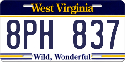 WV license plate 8PH837