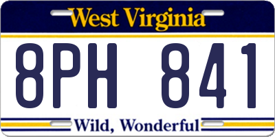 WV license plate 8PH841