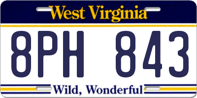 WV license plate 8PH843
