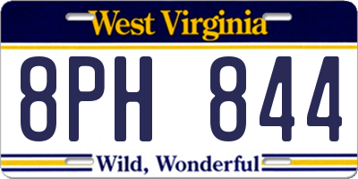 WV license plate 8PH844