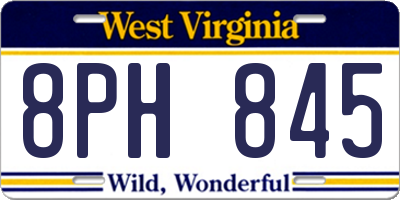 WV license plate 8PH845