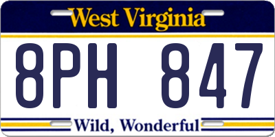 WV license plate 8PH847