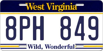 WV license plate 8PH849