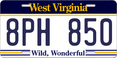 WV license plate 8PH850