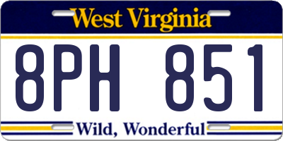 WV license plate 8PH851
