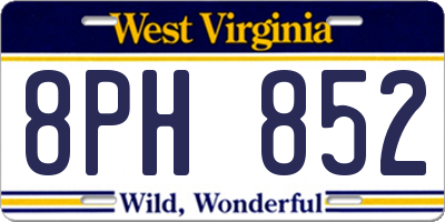 WV license plate 8PH852