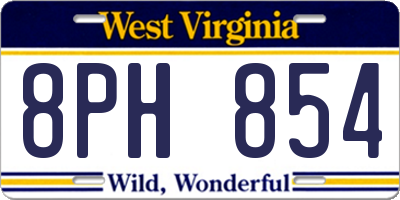 WV license plate 8PH854