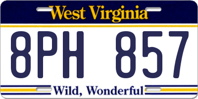 WV license plate 8PH857