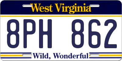 WV license plate 8PH862