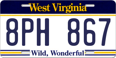 WV license plate 8PH867