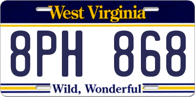 WV license plate 8PH868