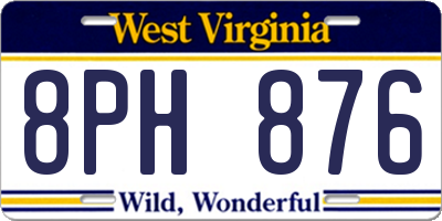 WV license plate 8PH876