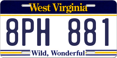 WV license plate 8PH881