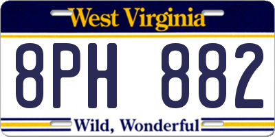 WV license plate 8PH882