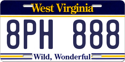WV license plate 8PH888