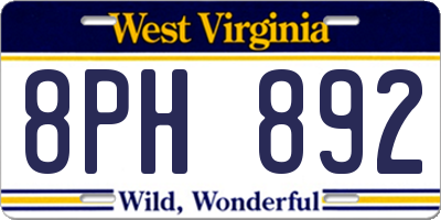 WV license plate 8PH892