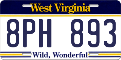WV license plate 8PH893
